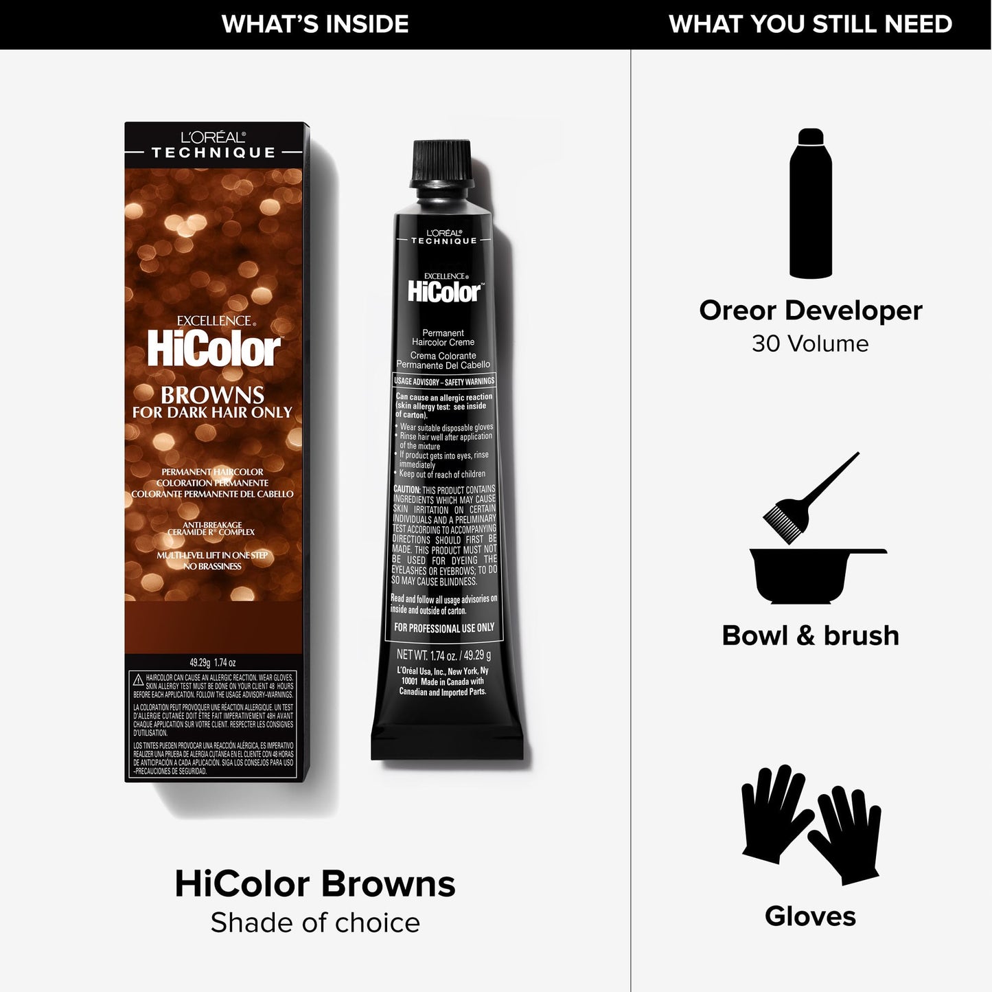 L'Oréal Technique HiColor Browns & Blondes Permanent Hair Color - Lifts Dark Hair in One Step, No Brassiness, Rich, Smooth Creme Formula, Intense Beauty and Personal Care L'OREAL TECHNIQUE