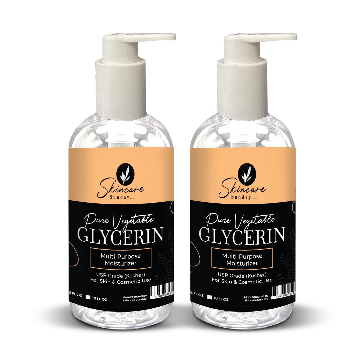 Skincare Sunday Pure Vegetable Glycerin - Premium Softening & Moisturizing Multi-Purpose Moisturizer for Skin & Cosmetics (32Oz) (16oz X 2)