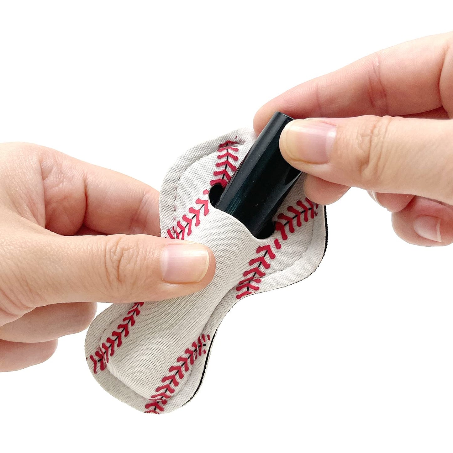 allydrew 10 Pack Chapstick Holder Keychain, Keyring for Lip Balm Lip Gloss Lipstick with 10 Pieces Metal Keyring Clasps, Baseball/Softball