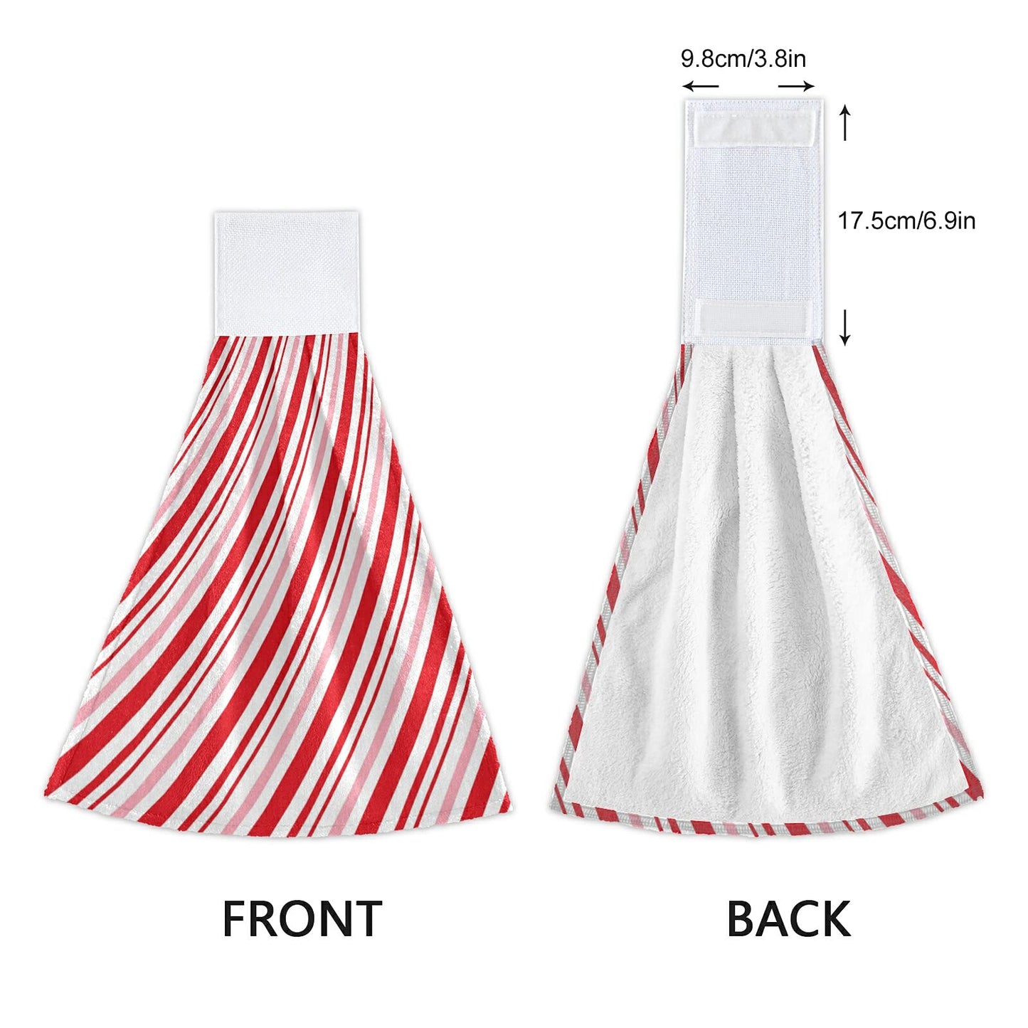 Aslsiy Christmas Candy Cane Hanging Kitchen Towels Set of 2 Winter Red Diagonal Stripe Hand Tie Towels Fast Drying Dish Tea Towels for Tabletop Gym…