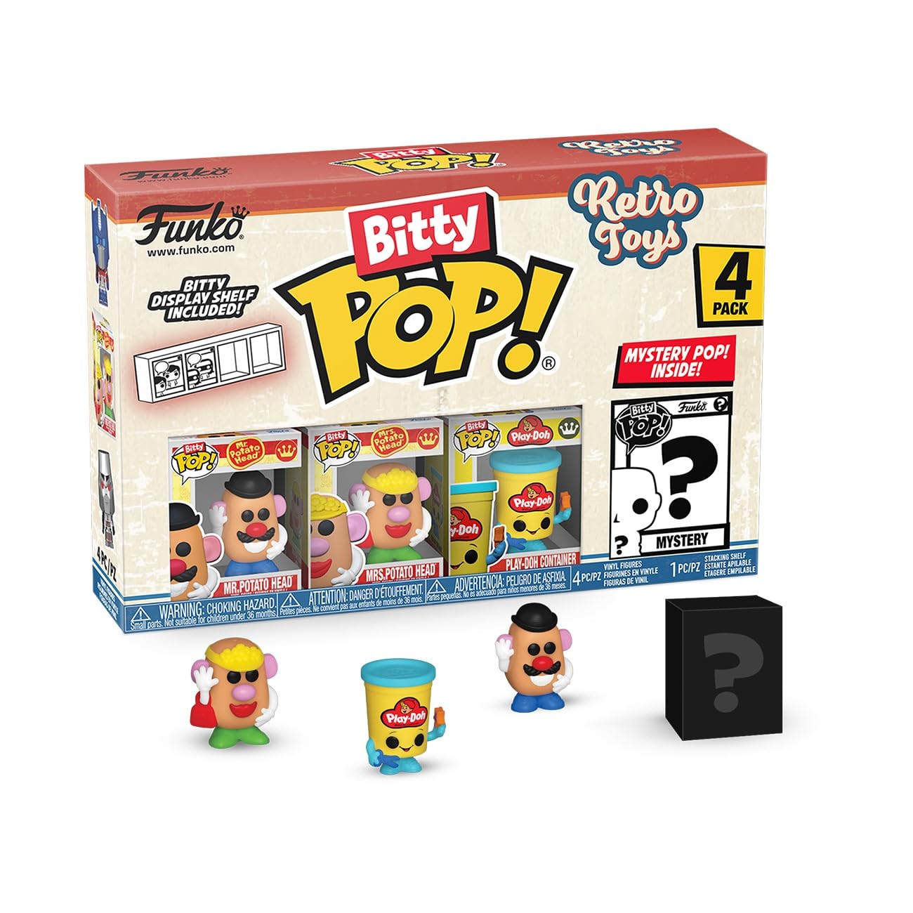 Funko Bitty POP Retro Toys - Mr. Potato Head, 4-Pack and A Surprise Mystery Mini Figure - 0.9 Inch (2.2 Cm) Collectable - Stackable Display Shelf…