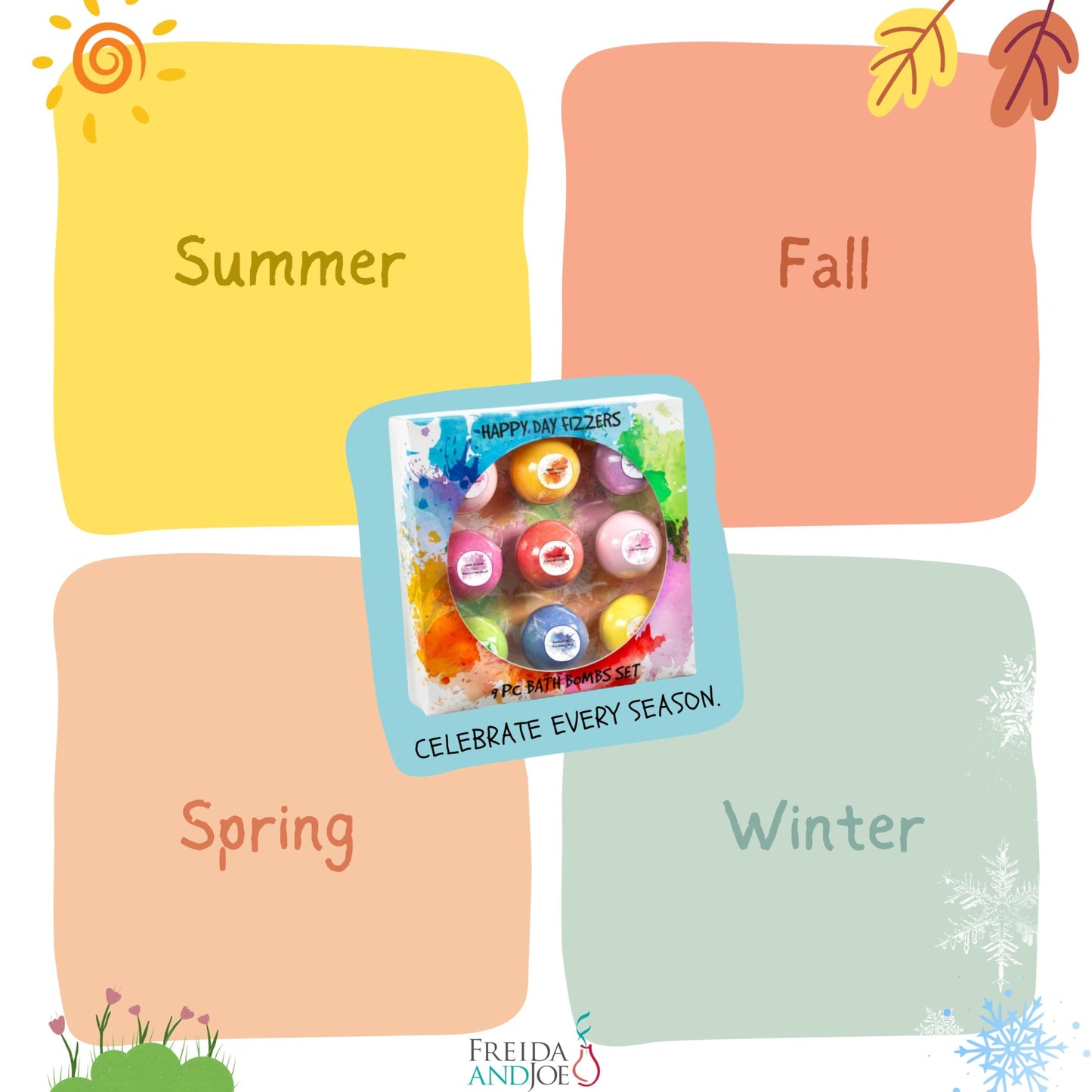 Happy Day Fizzers Aromatherapy 9 Pcs Large Bath Bomb Gift Set for Women - Relaxing Aromatherapy Home Spa Birthday Christmas Gifts for Mom (Happy Day…