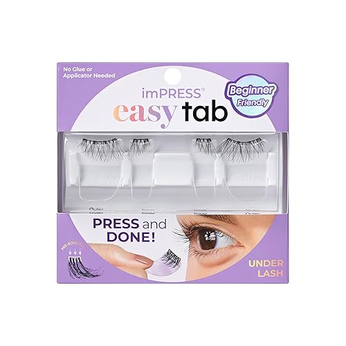 KISS imPRESS Falsies Easy Tab Press On Self Adhesive Eyelashes, Black, 'Black Wispy', 1 Pair of 5mm-11mm Inner Natural Volume Eyelash Clusters & 1…