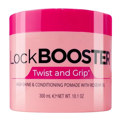 Style Factor Lock BOOSTER Twist & Grip Braid Gel (10.1 Oz.) with Rosehip Oil- Strong Hold, Flake-Free, Frizz-Free Hair Braiding Gel for Defined