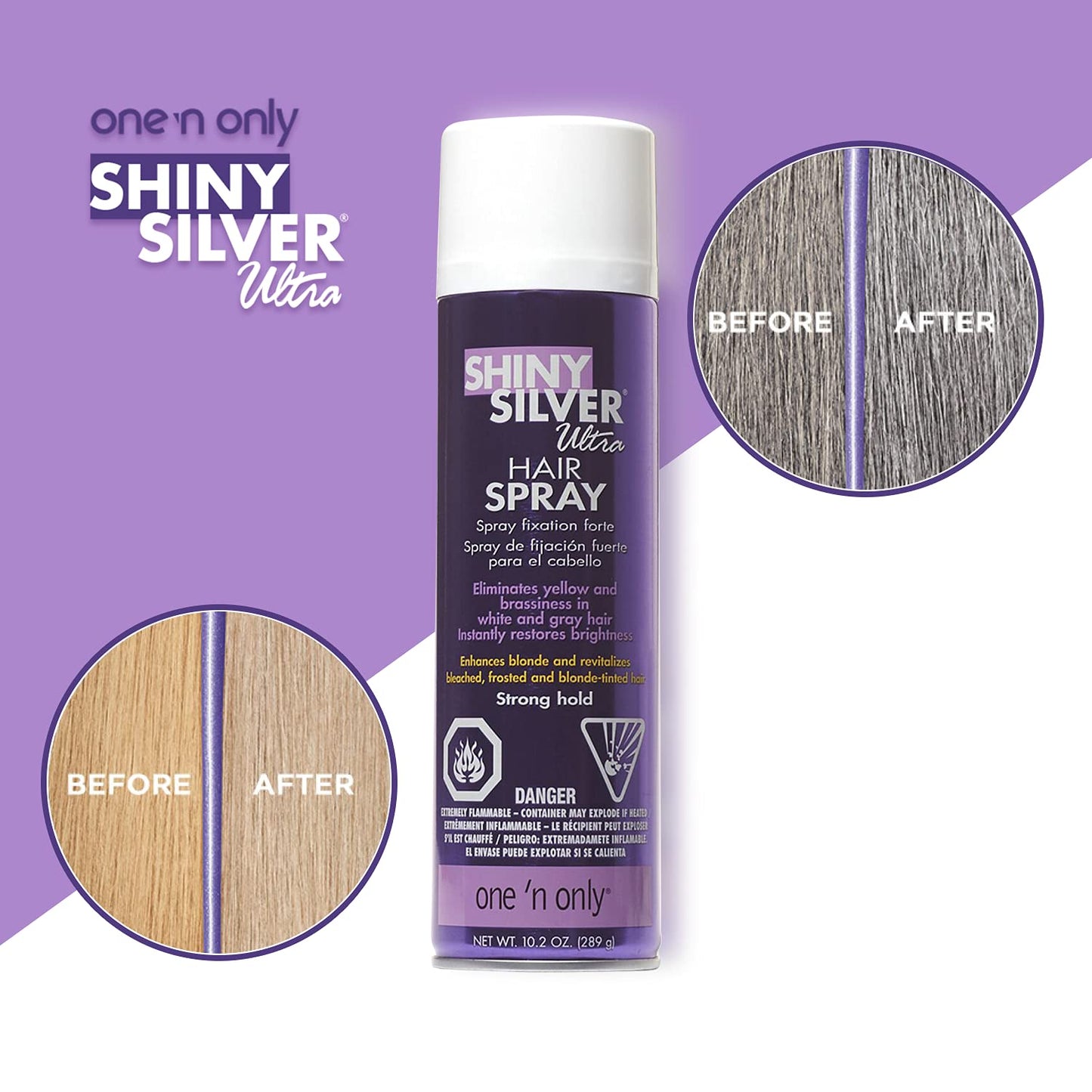Shiny Silver Ultra Hairspray Strong Hold 10.2 Ounce (301ml) (2 Pack)