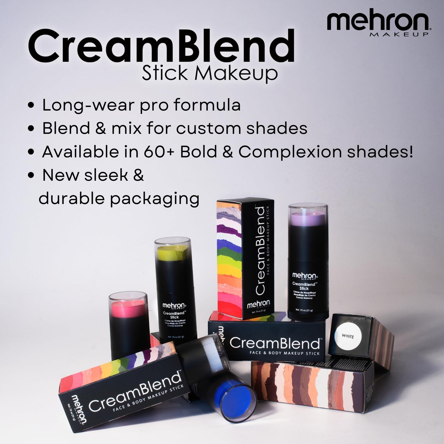 Mehron Makeup CreamBlend Stick | Face Paint, Body Paint, & Foundation Cream Makeup | Body Paint Stick Perfect for Halloween .75 oz (21 g) (Medium 2)
