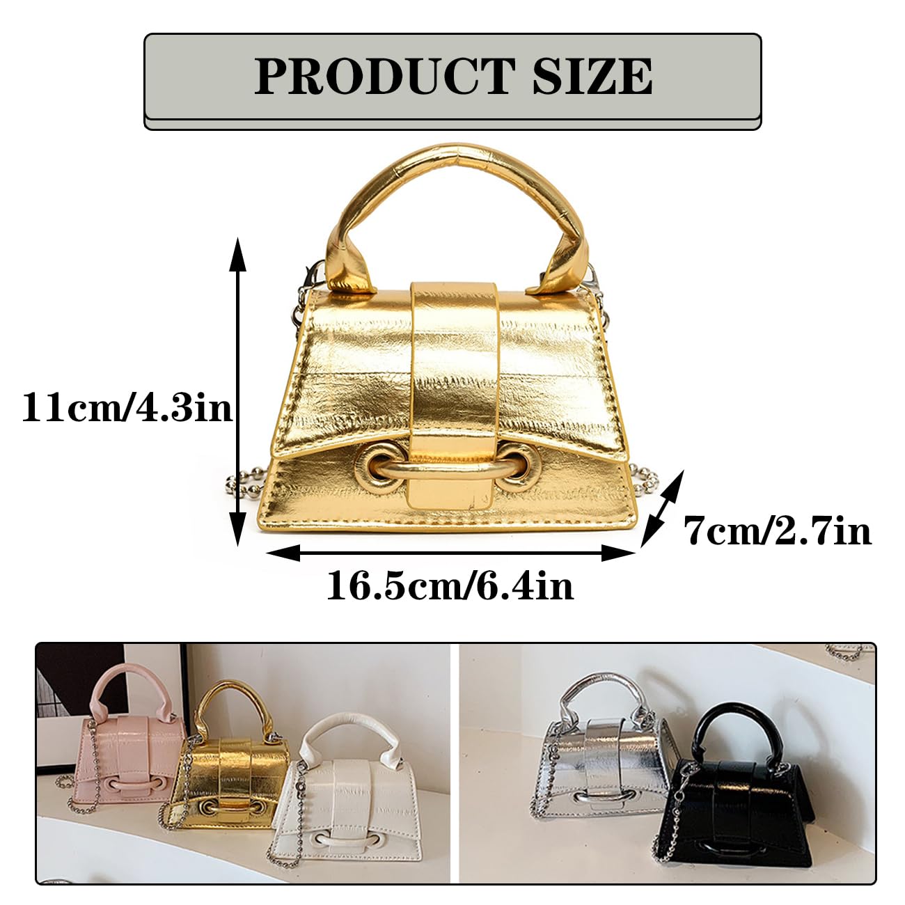 Mini Crossbody Bags Women's Y2K Purses Top Handle Crossbody Bag Clutch Shoulder Handbag for Cocktail Gold