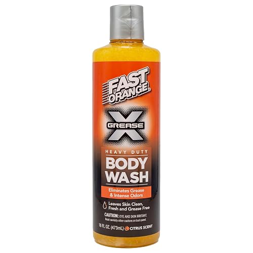 Fast Orange 25716 Grease X Body Wash, Exfoliating & Hydrating Heavy Duty Shower Gel for Men and Women, Mechanic & Industrial Body Soap Removes Grime