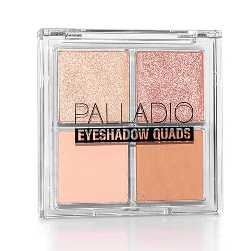 Palladio Eyeshadow Quads, Velvety Pigmented Blendable Matte, Metallic & Shimmer Finishes, Creamy Formula, Four Way Quad Eye Shadow Palette, Talc-Free