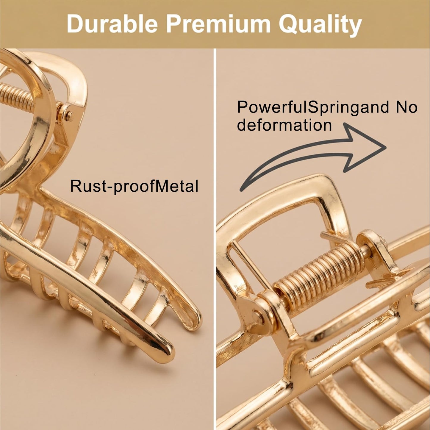 LUKACY 6 Pack Gold Metal Hair Clips - 4 Inch Large Jaw Clips for Women, Strong Hold Hair Claws for Thick or Thin Hair, Fashion Hair Accessories Beauty and Personal Care LUKACY