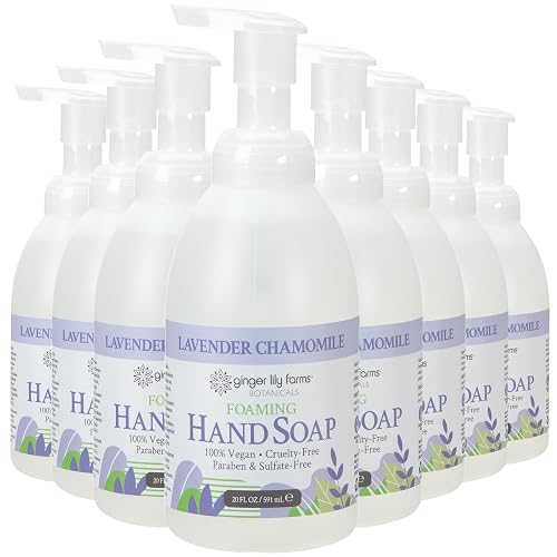 Ginger Lily Farms Botanicals All-Purpose Foaming Hand Soap Refill, 100% Vegan & Cruelty-Free, Lavender Chamomile Scent, 20 Fl Oz (Pack of 8)
