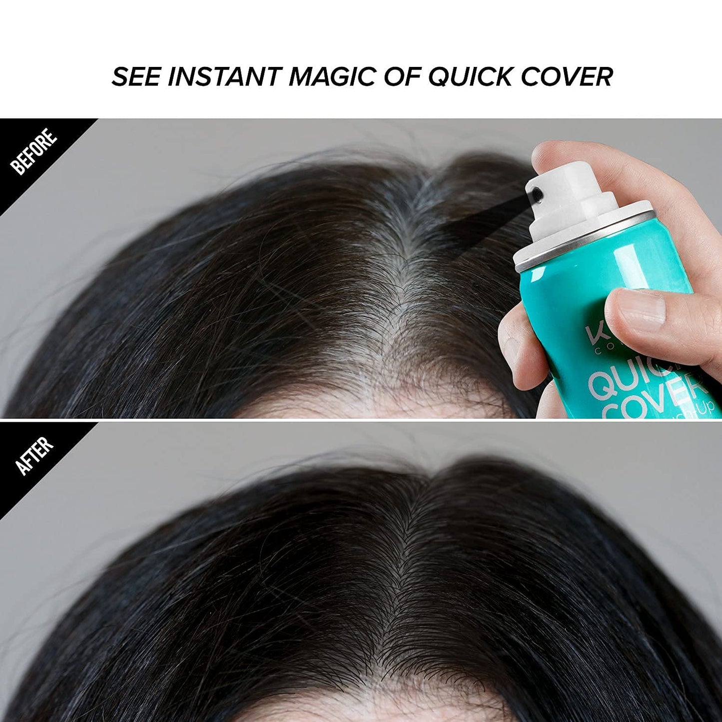 Kiss Quick Cover Root Touch Up Thickening Fiber Spray 3.38oz (Natural Black)