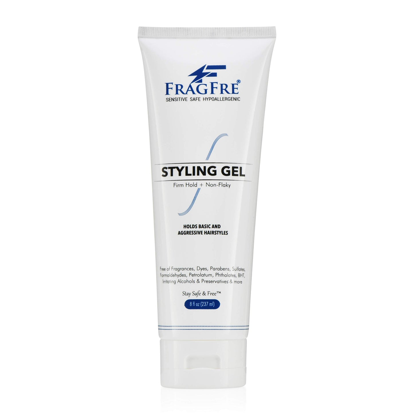 FRAGFRE Firm Hold Hair Gel Fragrance Free 8 oz - Strong Styling Gel for Aggressive Hair Styles - Paraben Free Hypoallergenic Sensitive Formula