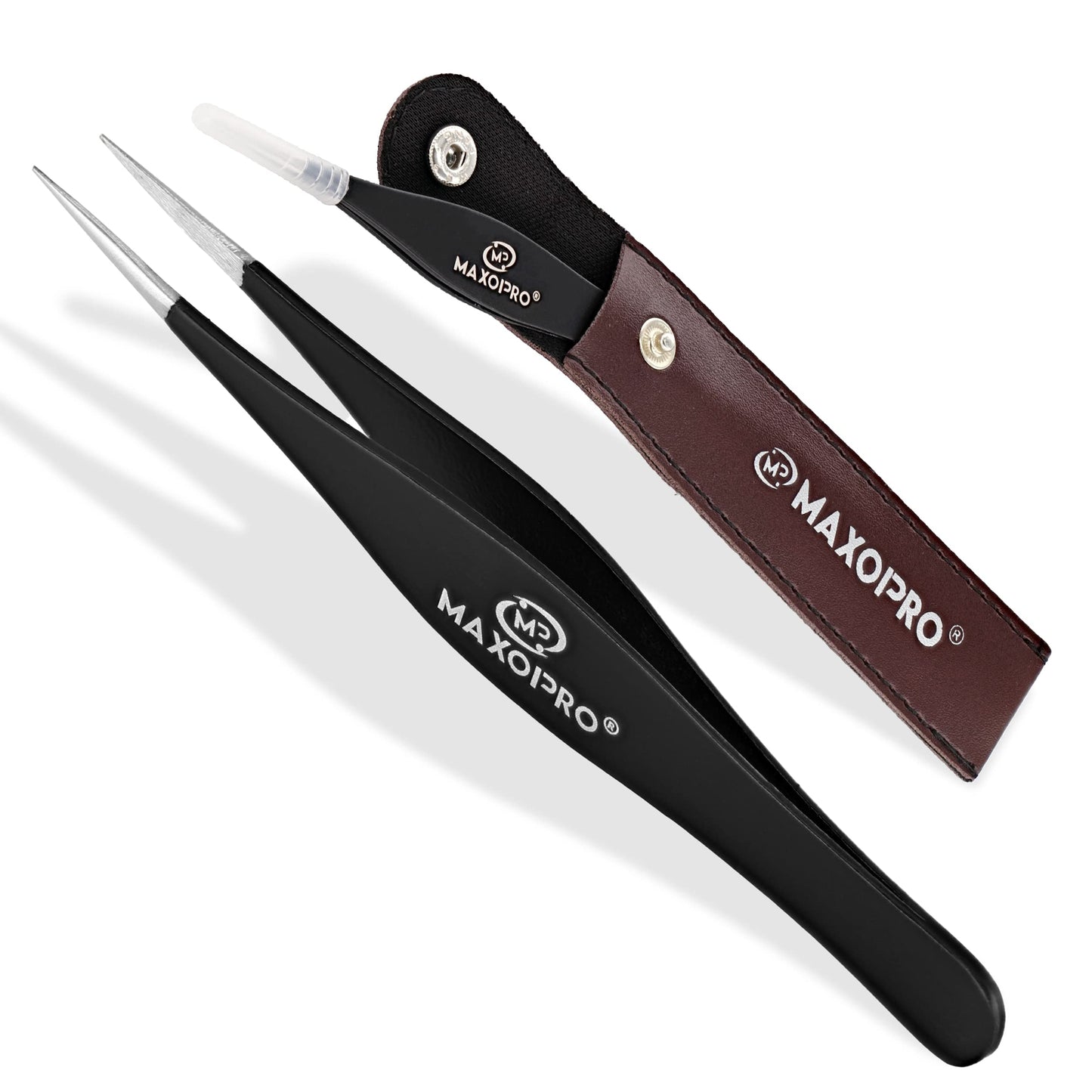Professional Sharp Tweezers Pointed Tip | Stainless Steel, Fine Tip Needle Nose Tweezers for Women and Men | Facial & Eyebrow Hair, Ticks, Precision