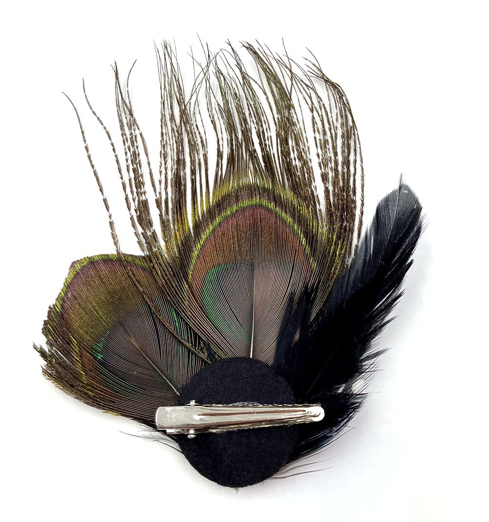 Aliotech Beautiful Butterfly Peacock Feather Hair Clip Pins with Rhinestones,Feather Hair Clip Pin Bridal Wedding Dance Party Hair Accessory