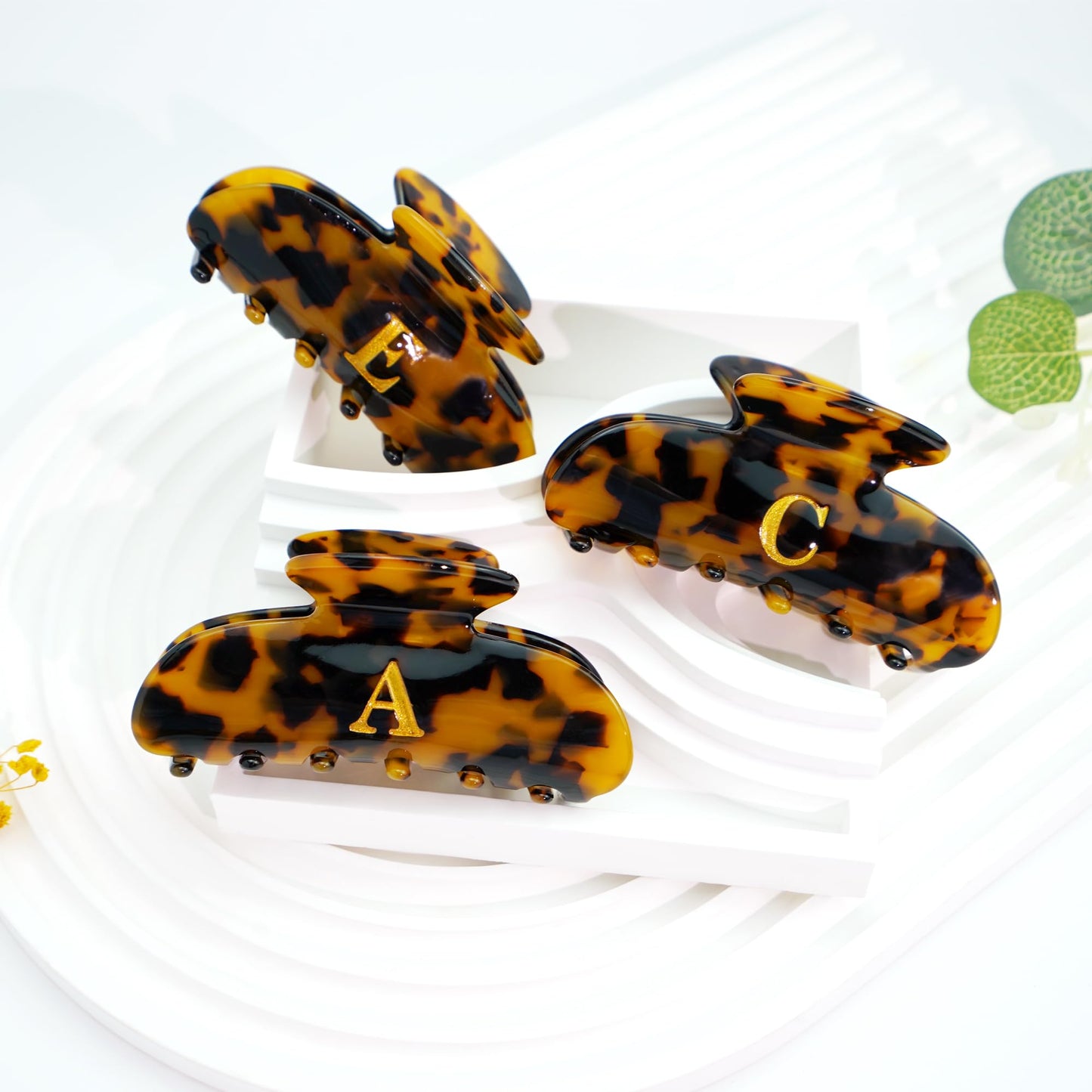 Fohufo Initial Cute Hair Clips - Tortoise Shell Letter Elegant Hair Claw Clips, Glitter Claw Clips Durable Hair Clips, Wedding Gift, Bridesmaid Gifts Beauty and Personal Care Fohufo