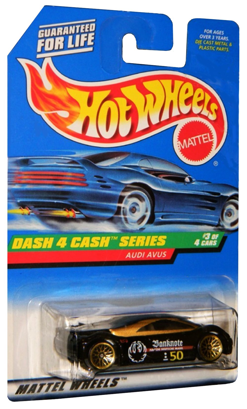 Hot Wheels - 1997 - Dash 4 Cash Series - Audi Avus - Black & Gold - #3 of 4 Cars - Collector #723 - Limited Edition - Collectible 1:64 Scale