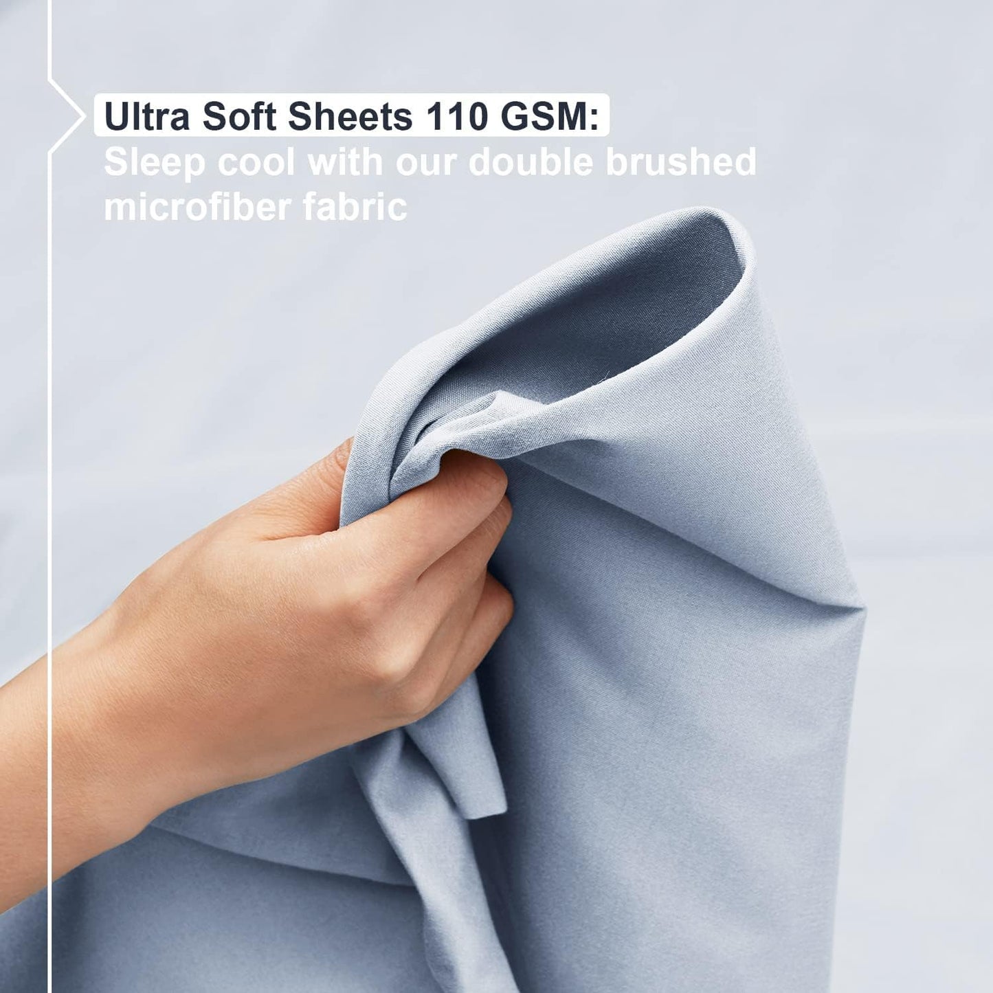 Empyrean California King Sheets Set - 110 GSM 6 Piece Bed Sheets for California King Size Bed, Soft Bedding Sheets & Pillowcases - Ice Blue