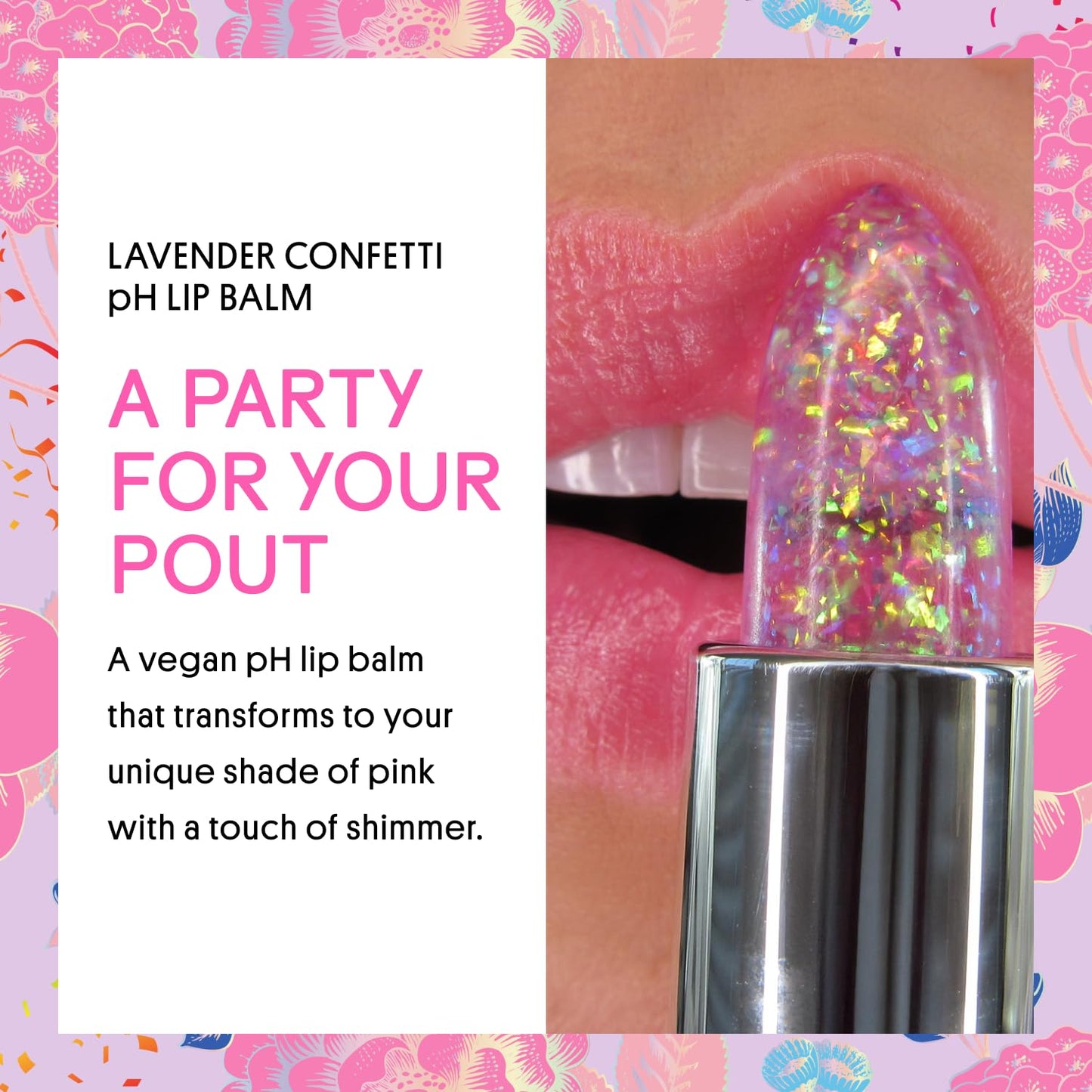 Winky Lux Lavender Glitter Confetti Balm - Hydrating ph Lip Balm, Natural Pink Tint with pH Color Changing, Moisturize & Soften Lips While Leaving