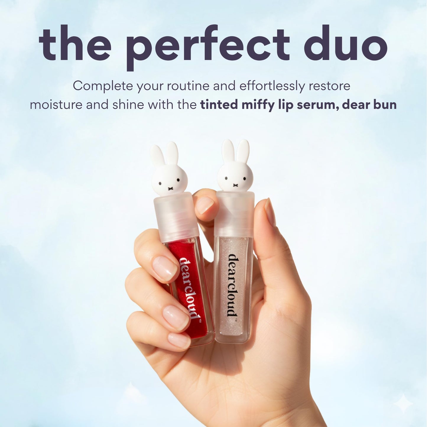dearcloud Miffy Lip Serum Jelly - Clear Shimmer Lip Gloss for Hydration & Shine (Clear Skies)