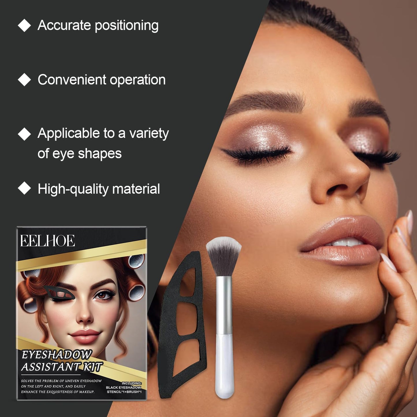 yunxinqiao Eyeshadow Stencil Kit, Reusable Eyeshadow Templates with Makeup Brushes, Easy to Carry?Easy Eye Makeup Tools for Beginners and Pros