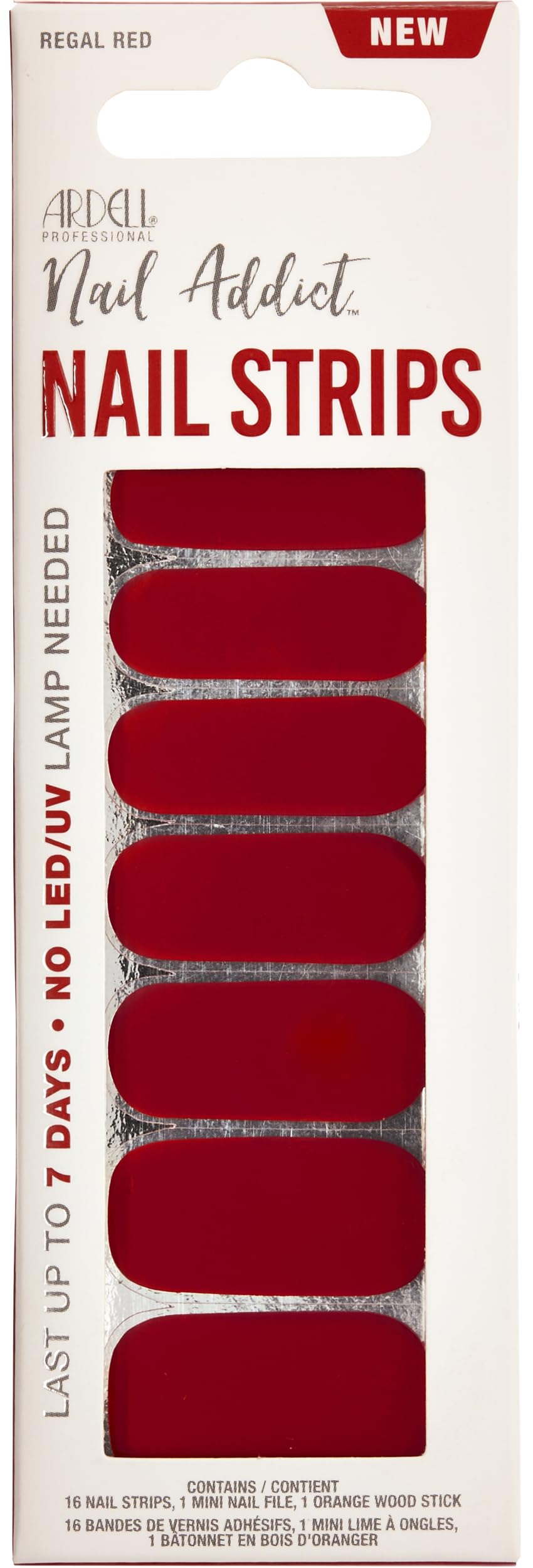 Ardell Nail Addict Nail Strips, Regal Red, Instant Manicure Strips, Lasts Up to 7 Days, No Lamp Needed, 16-Pack Beauty & Personal Care Ardell