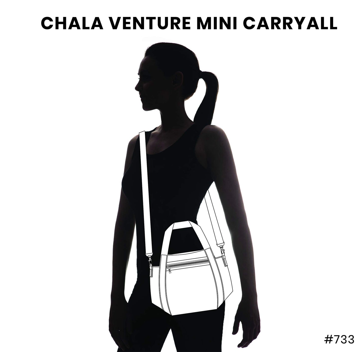 CHALA Venture Mini Carryall - RFID Protected Nylon Bag with Adjustable Crossbody Strap - Paw Print - gray