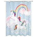 Allure Home Creation Unicorn & Rainbow Polyester Fabric Printed Shower Curtain 70"x72" Multicolor