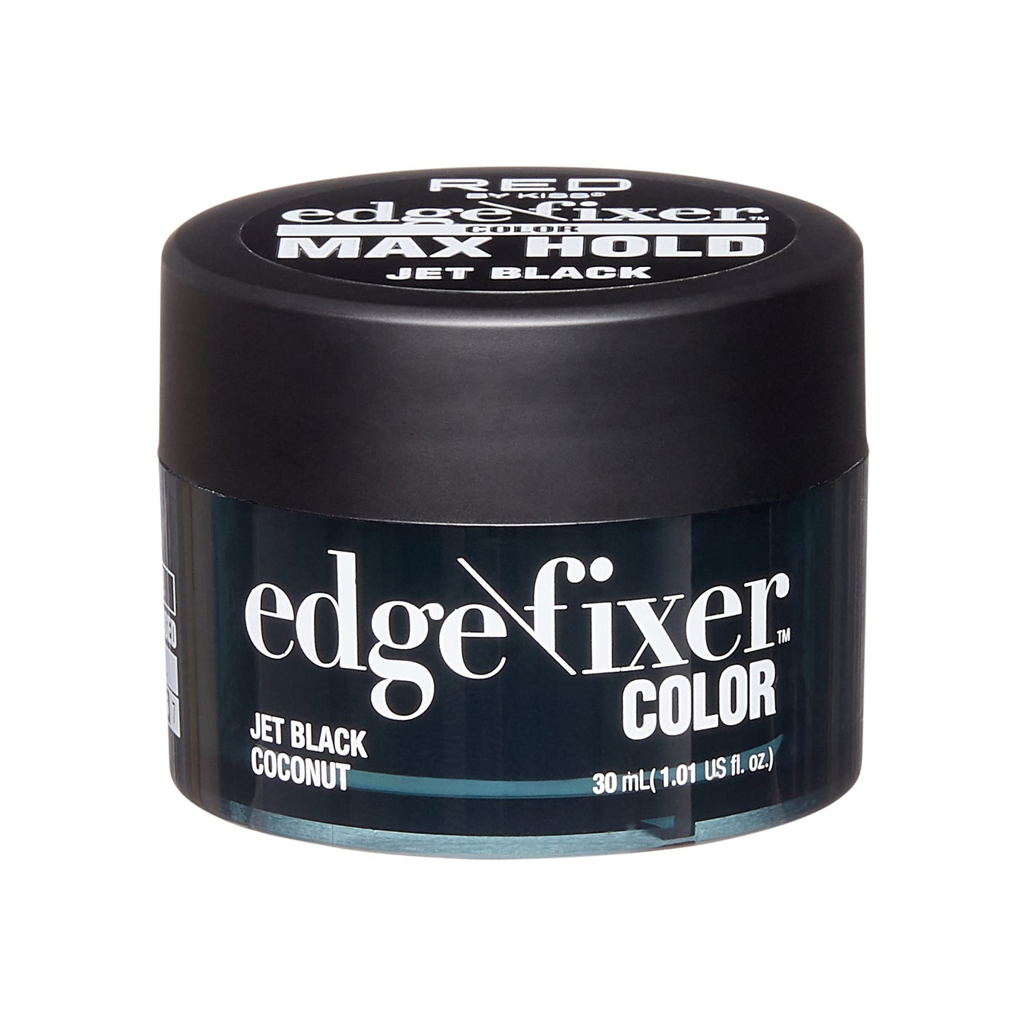 Red by Kiss Color Edge Fixer 24HR Max Hold Edge Control Pomade for Fly Away and Edge Frizz Hair (Jet Black) (30mL)