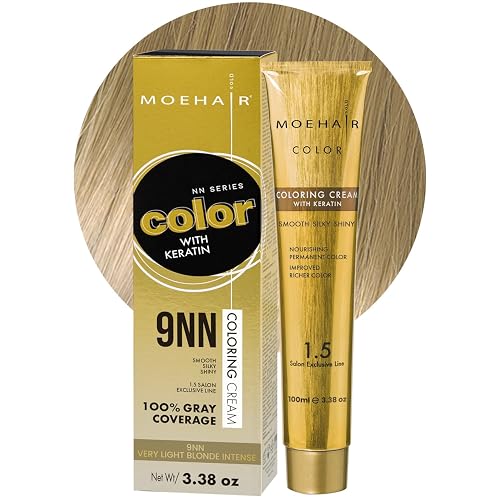 MOEHAIR 9NN Permanent Hair Color (Very Light Blonde Intense) | Hair Color for 100% Gray Coverage | Infused with Keratin | Adds Shines & Smoothens Hair