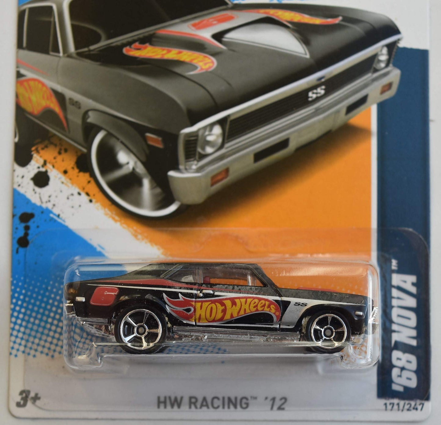 HOT Wheels 1:64 Scale 2012 Racing 1/10 Black '68 NOVA 171/247