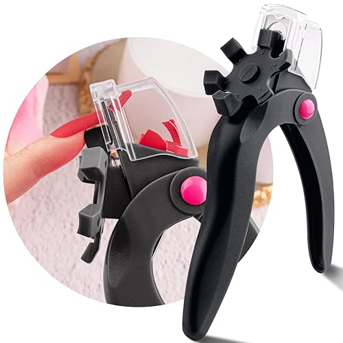 Belleboost Adjustable Acrylic Nail Clippers with Sizer, Catcher and Length Measurement, Black Professional Dial Stainless Steel Blade Nail Tips