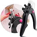Belleboost Adjustable Acrylic Nail Clippers with Sizer, Catcher and Length Measurement, Black Professional Dial Stainless Steel Blade Nail Tips
