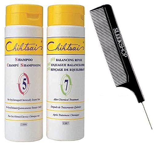 Chihtsai No. 5 SHAMPOO & No. 7 pH BALANCING RINSE Conditioner DUO SET, For Dry, Damaged, Chemically-Treated Hair (w/Sleek Comb) Number 5,7 (8.3 oz