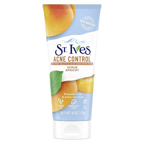St. Ives Acne Control Face Scrub Deeply Exfoliates and Prevents Acne for Smooth, Glowing Skin Apricot Made with Oil-Free Salicylic Acid Acne
