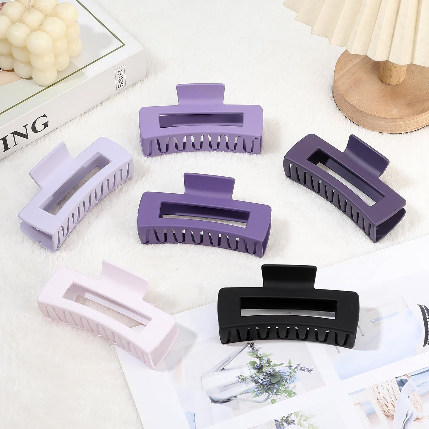 Sisiaipu 4 Inch Big Hair Claw Clips 6 Pcs Large Claw for Thick Hair Square Hair Clips for Women Rectangle Hair Clips Nonslip Acrylic Banana Jaw Clips Beauty and Personal Care Sisiaipu