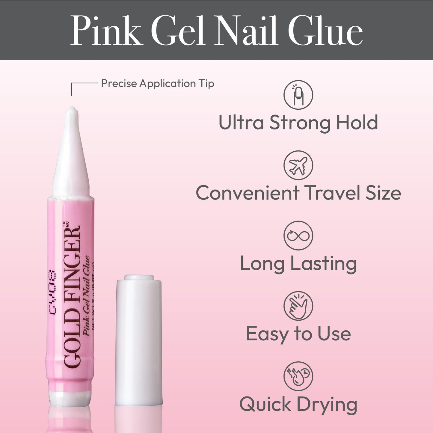 Goldfinger Professional Nail Glue - Super Strong, Fast-Drying, Long-Lasting, Easy Application, Perfect for Acrylic & Press-On Nails, Quick Repair