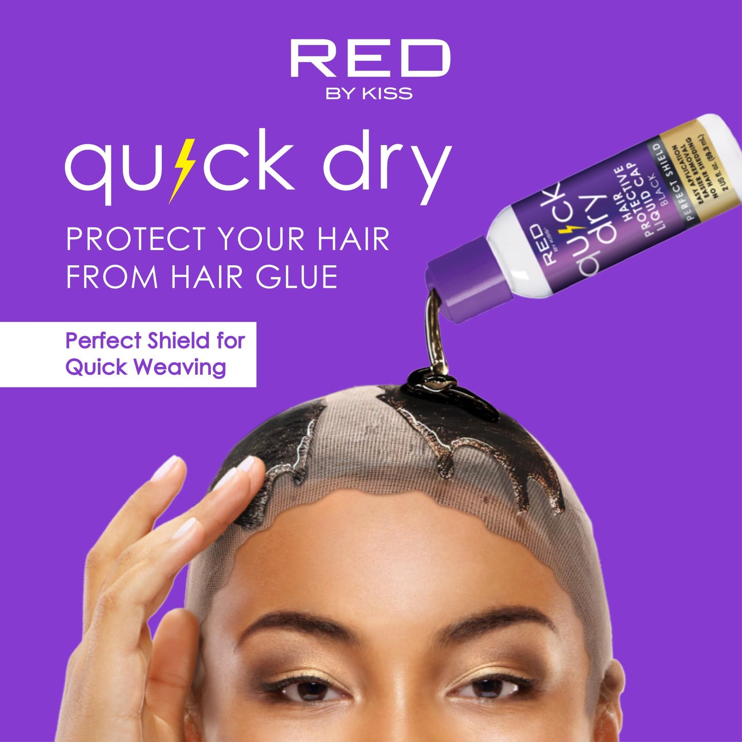 Red by Kiss Quick Dry Hair Protective Liquid Cap, Strong Lightweight Protection from Weaves Glue Damage, Fast Application, Quick Drying, & Easy