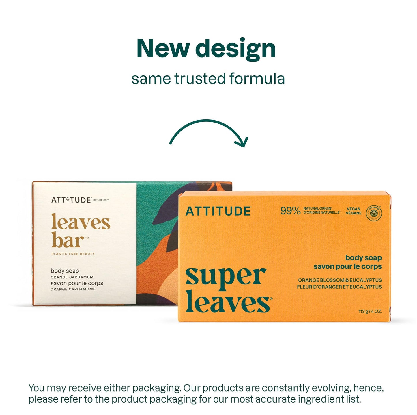 ATTITUDE Body Soap Bar, Natural Origin, Protects and Softens Dry Skin, Watercress, Indian Cress & Olive Oil, EWG Verified & Vegan, Orange Blossom