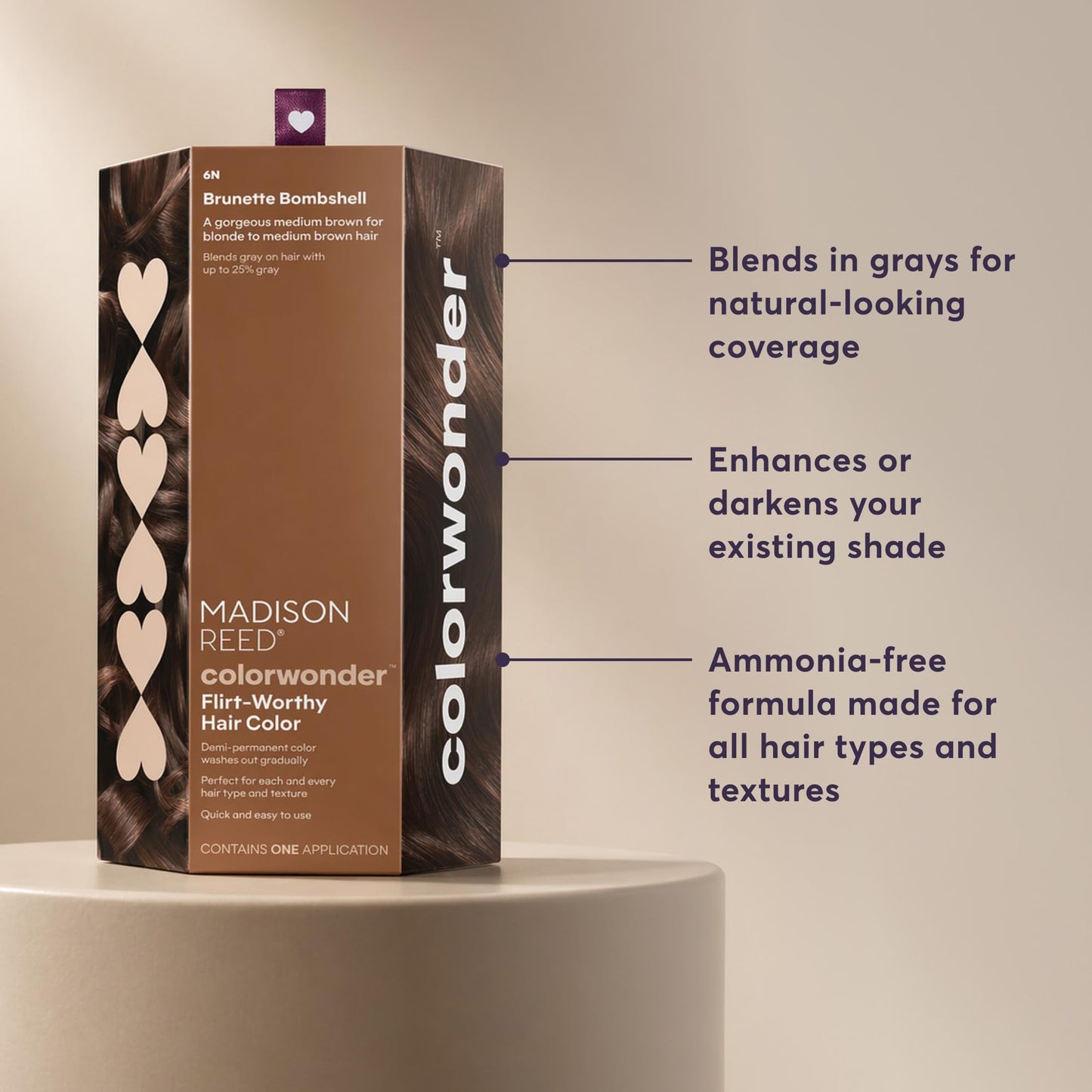 Madison Reed ColorWonder Demi-Permanent Hair Color Kit - 6N Medium Brown (Brunette Bombshell) | Blends Up to 25% Gray, Lasts 25 Washes, Ammonia-Free