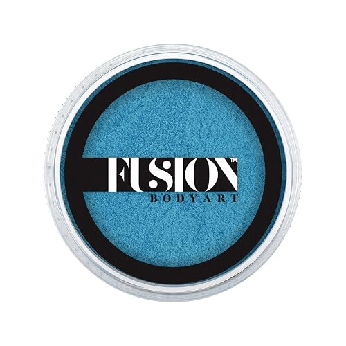 Fusion Body Art Pro Face Paint | Pearl Winter Blue (25gm), Professional Quality Water Activated Shimmery Face and Body Paint Supplies Single Metallic