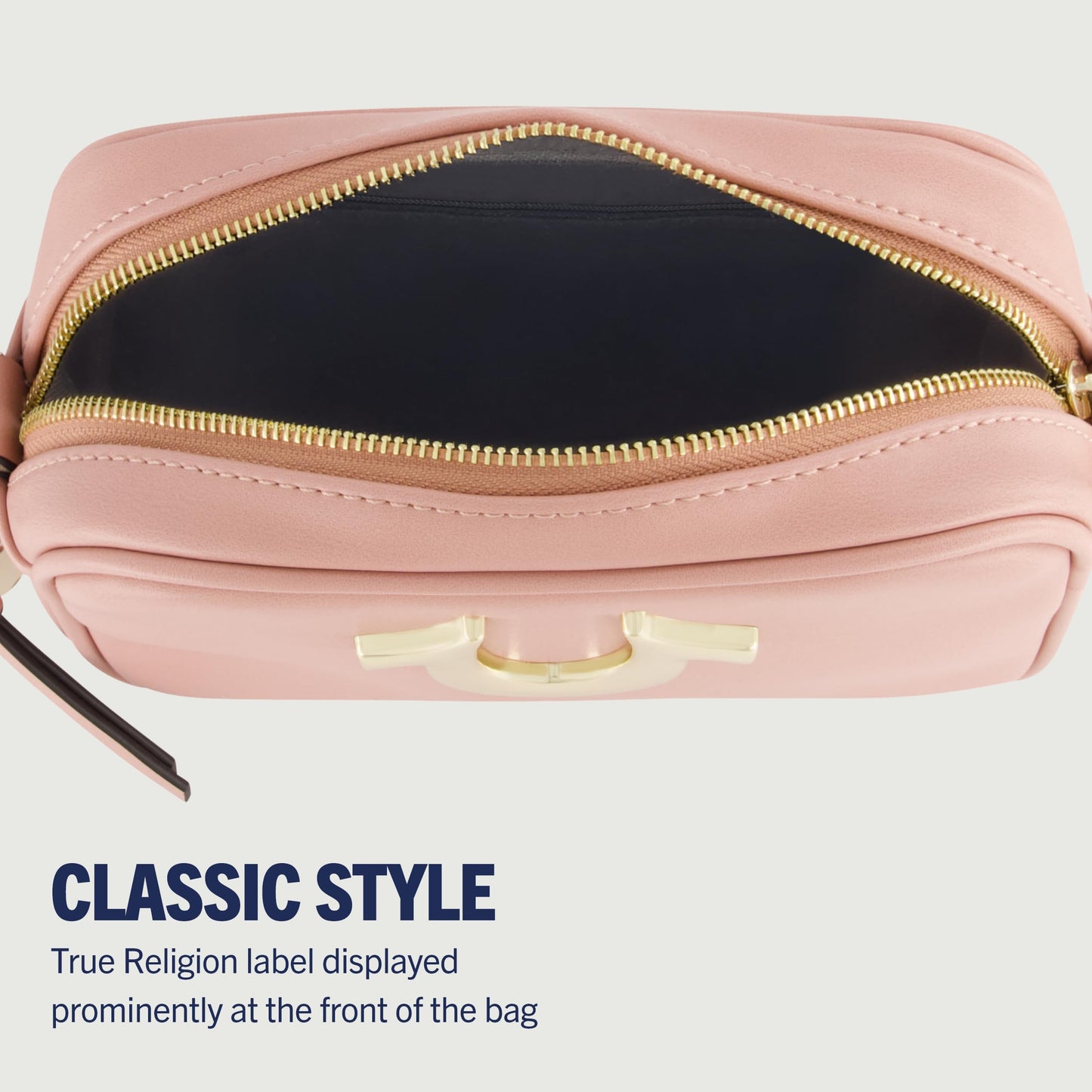 True Religion Women's Crossbody Bag, Mini Adjustable Shoulder Handbag Camera Purse with Horseshoe Logo, Berry