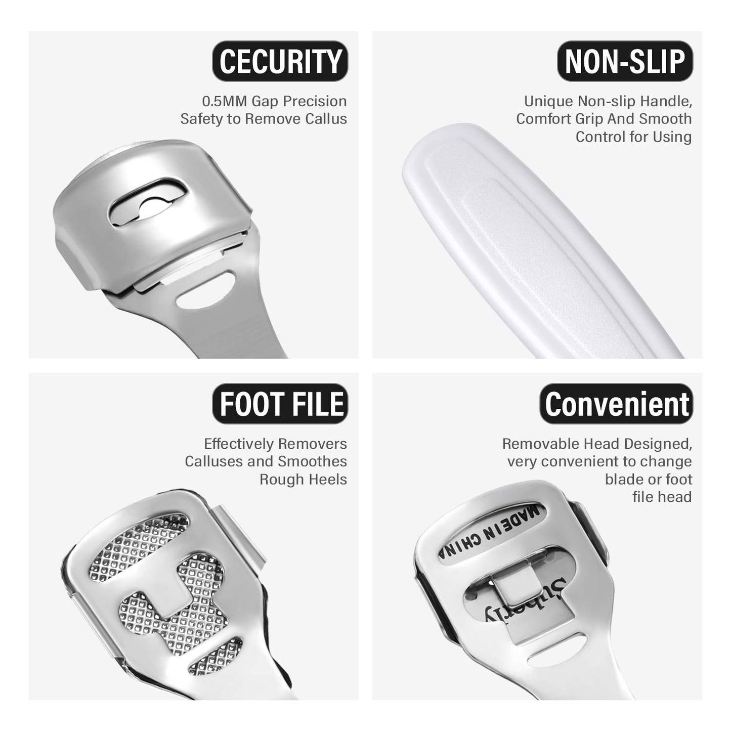 Callus Shaver Set, 50 Blades 1 Stainless Steel Shaver 1 Foot File, 52 Pcs Beauty and Personal Care Zhehao