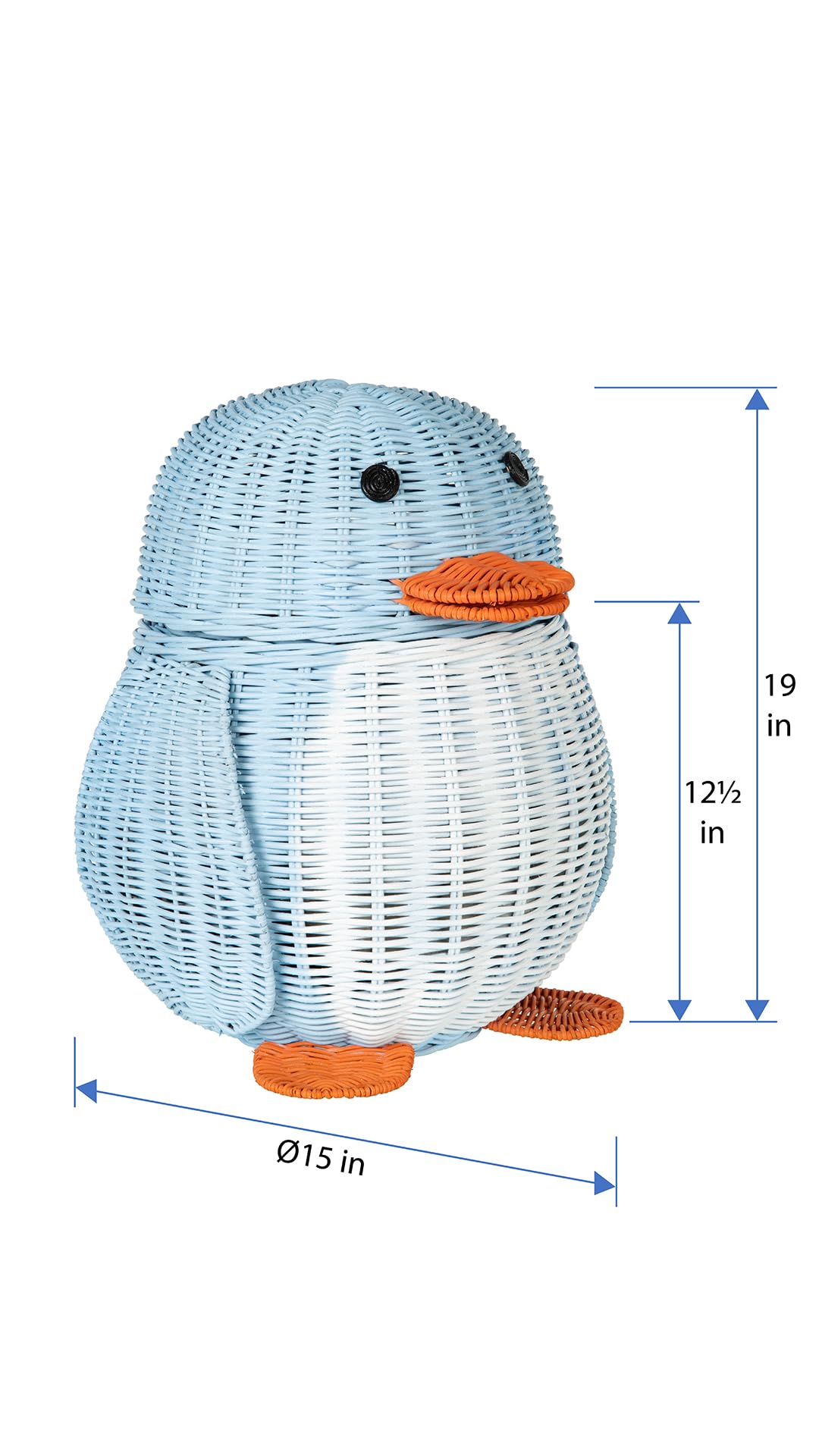 KOUBOO Wicker Penguin, Multi-Color Storage Basket Blue and White