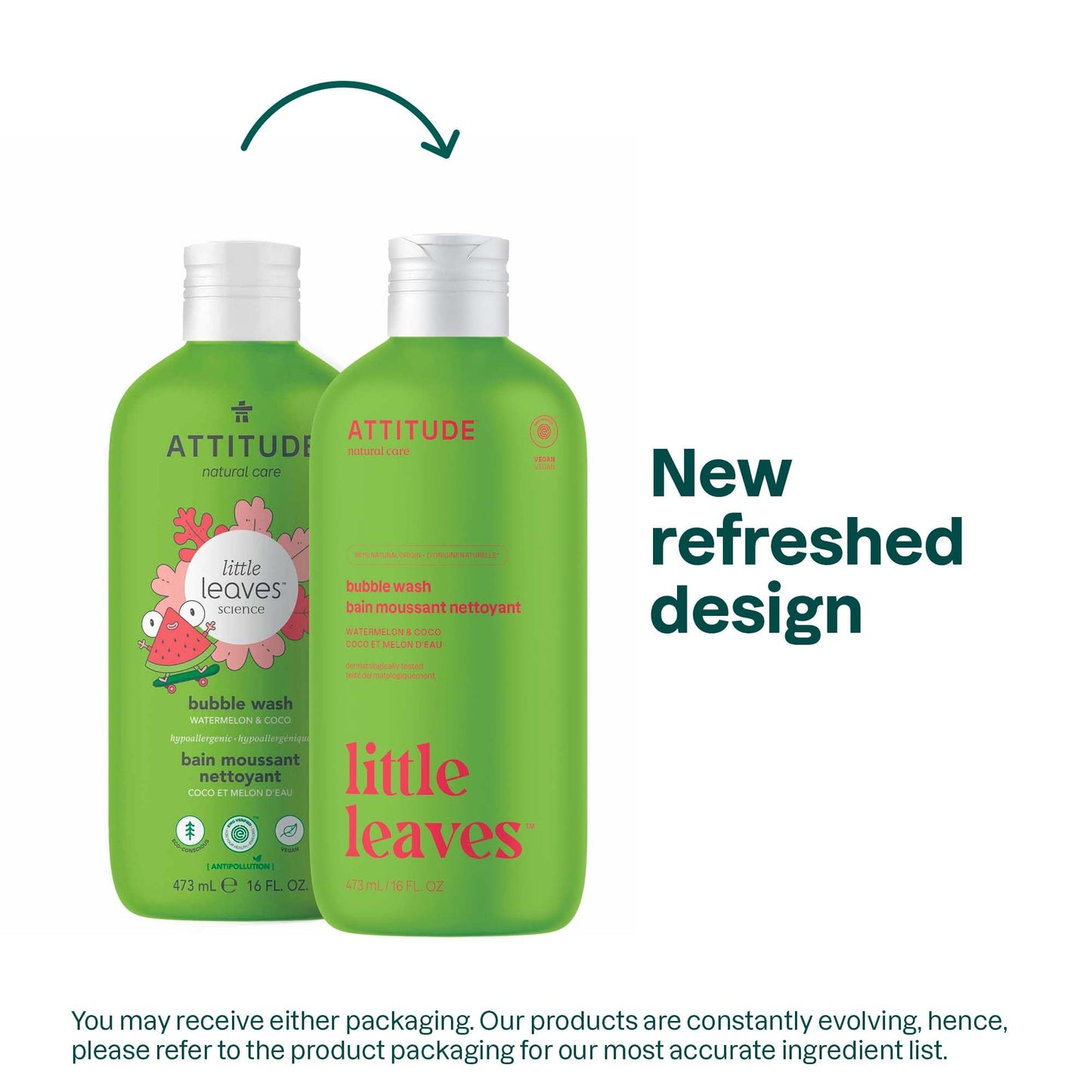 Attitude Bubble Wash for Kids, EWG Verified Bubble Bath, Hair Shampoo and Body Soap, Dermatologically Tested, Plant- and Mineral-Based, Vegan