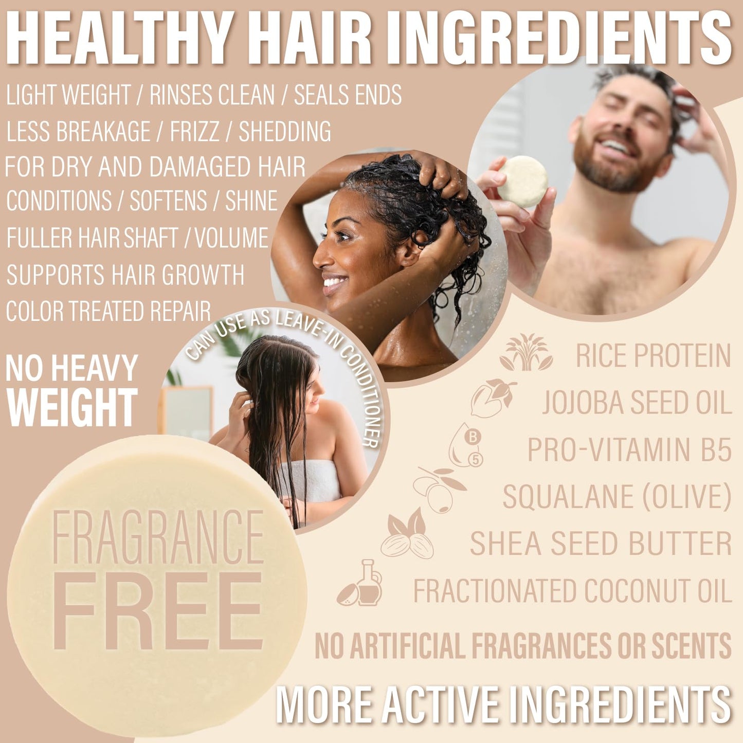 Bar Shampoo and Conditioner by Luxiny - Sulfate Free, Unscented Set With 1 Shampoo Bar (60g) & 1 Deep Conditioner Bar (50g), Made in USA (Fragrance