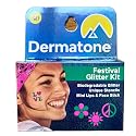 Dermatone Festival Glitter Kit | Pink & Green Biodegradable Glitter for Concerts, Festivals, Parties & Events | Includes Face & Body Glitter, Stencils