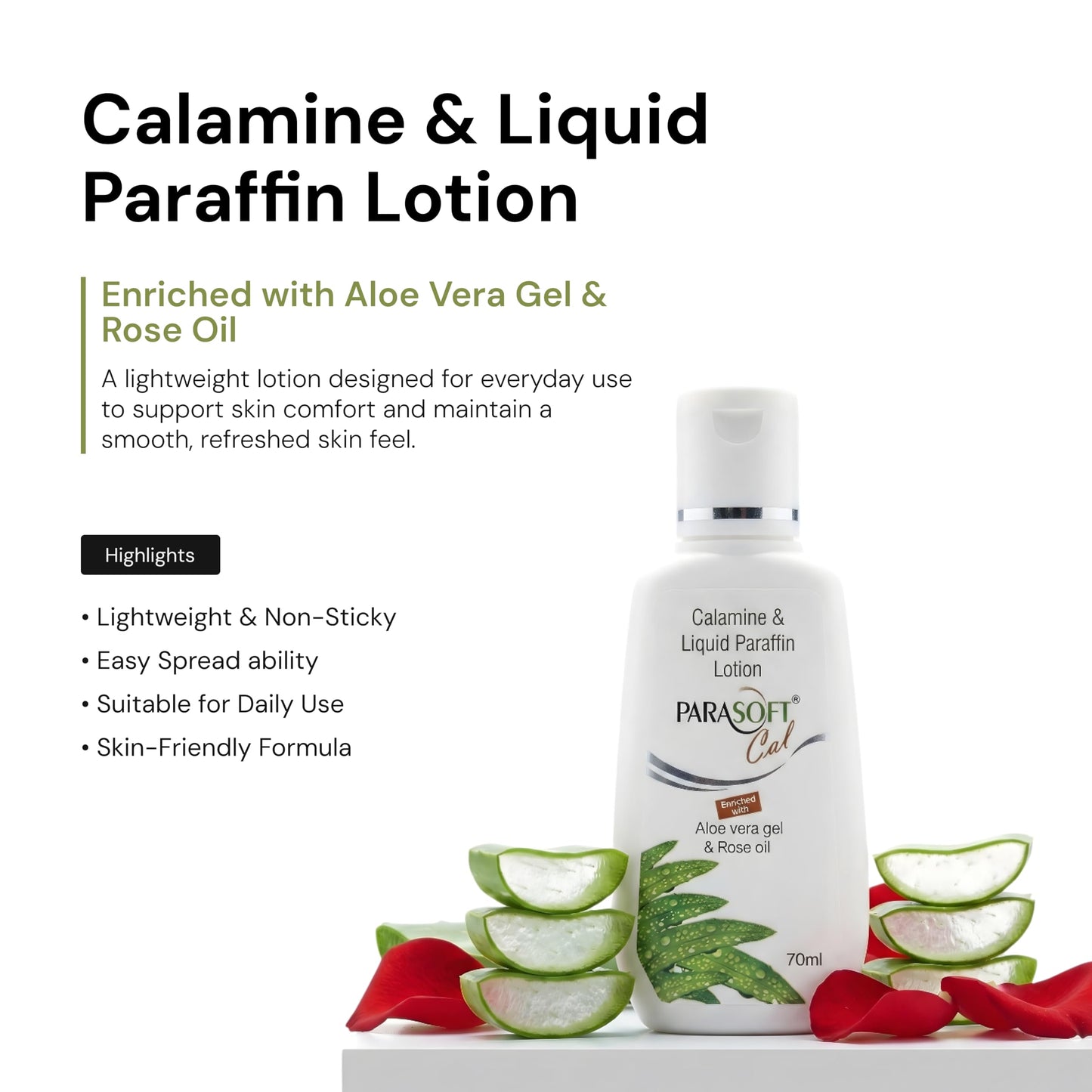 Parasoft Cal Body Moisturizing Lotion With Calamine, Aloevera And Rose Oil | Soothing Restoring Moisturizer | Relief Irritating Rashes Burns |
