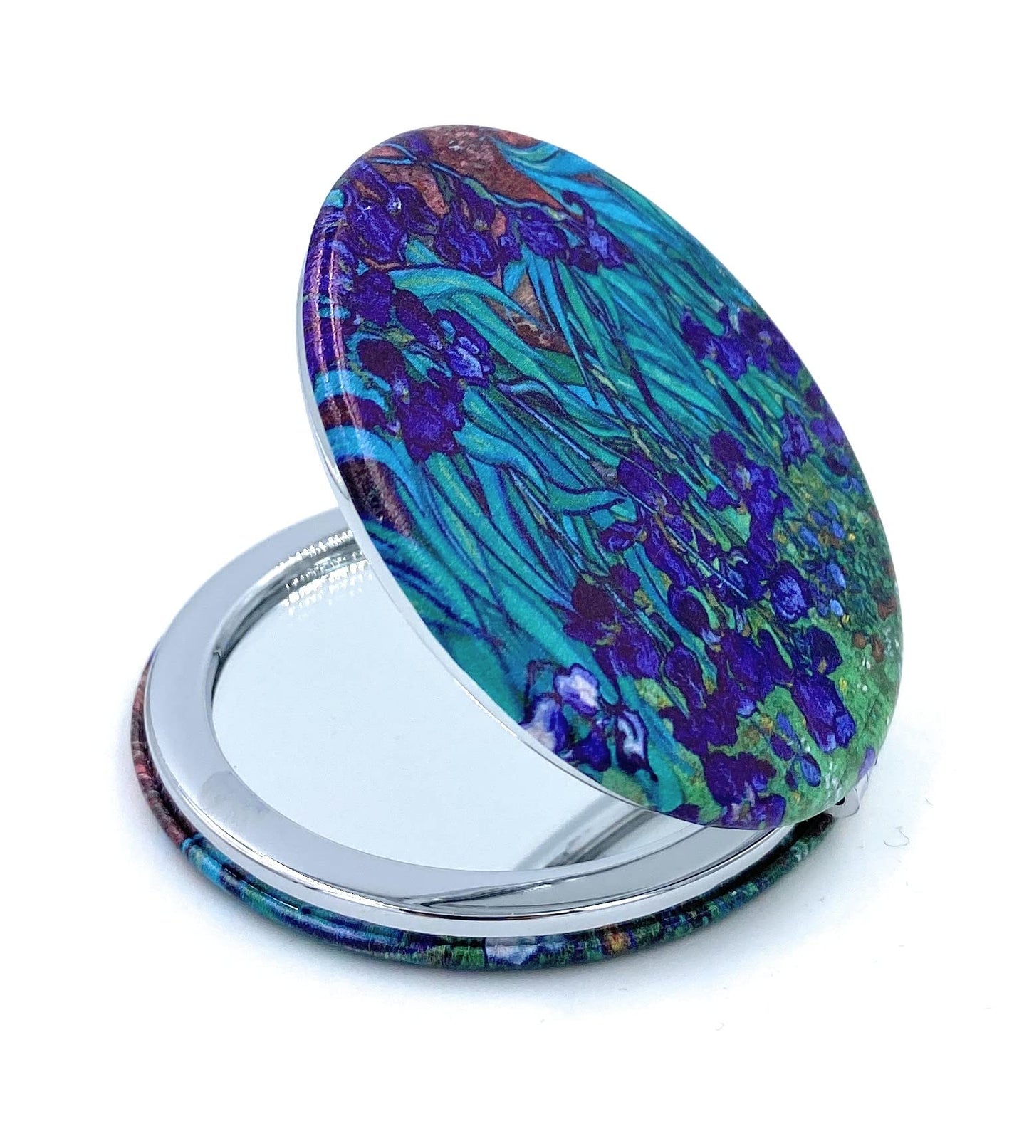 Aeisage Pocket Mirror for Women Small Travel Mirror Magnifying Van Gogh Irises Flower Purse Mirror Compact Unique Gift for Artistic Mom