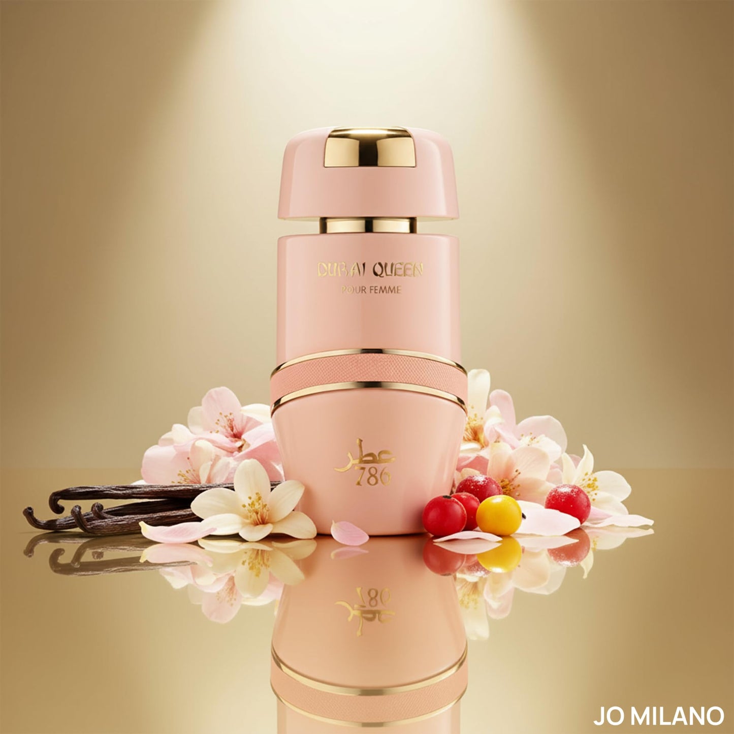 Jo Milano Dubai Queen Eau De Parfum Spray | 3.4 oz (100ml) | Sweet, Vanilla, Powdery, Fruity, Musk, Floral Scent | Long Lasting Fragrance for Women